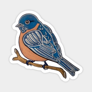 Eastern Blue Bird Primitive Graphic Magnet