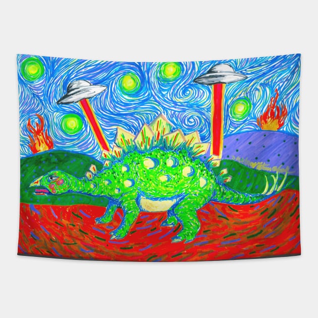 Stacy The Stegosaurus Tapestry by Art of V. Cook