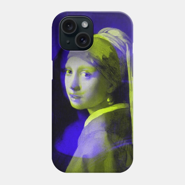 Mona Lisa with a Pearl Earring Interactive Yellow&Blue Filter By Red&Blue Phone Case by RedAndBlue