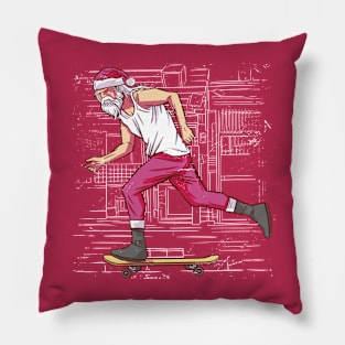 Skinny Skateboarding Santa Claus // Skater Claus Pillow