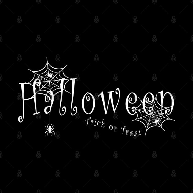 Spider webs and spiders over Halloween and Trick or Treat by SPJE Illustration Photography