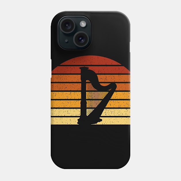 Vintage Sunset Harp Gift For Harpists Phone Case by OceanRadar