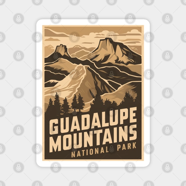 Poster Illustration of Guadalupe Mountains National Park Magnet by Perspektiva