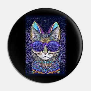 Cosmos Cat Wearing Sunglasses- Velocity! Pin