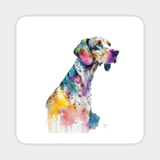 American Leopard Hound Dog In Watercolor & Pen Magnet