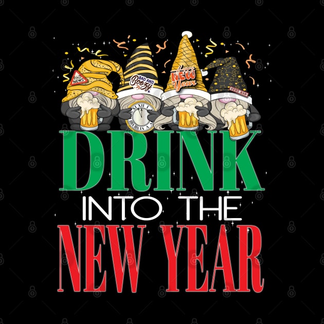 Fun Happy New Year's Eve Drink Into The New Year Gnome Party by Envision Styles