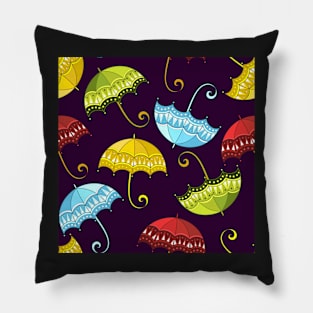 Flying Umbrellas Print Pillow