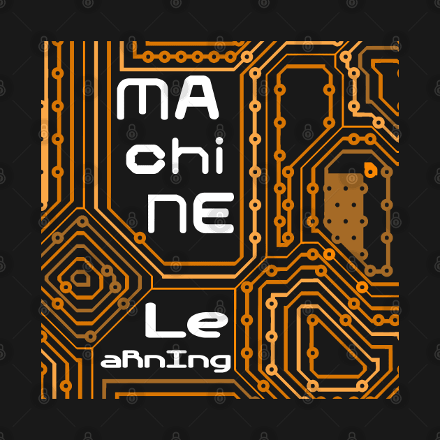 Machine Learning Circuit Board | Orange White by aRtVerse