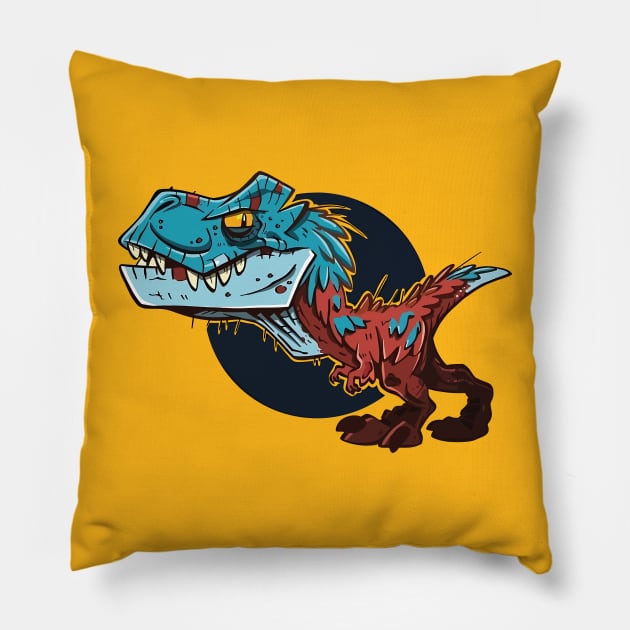 Blue and Red Fury Dino Pillow by WorldDinosaurs