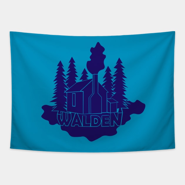 Walden - Henry David Thoreau (Blue version) Tapestry by PrintablesPassions