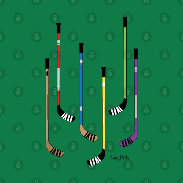 Colorful Hockey Sticks by SaucyMittsHockey