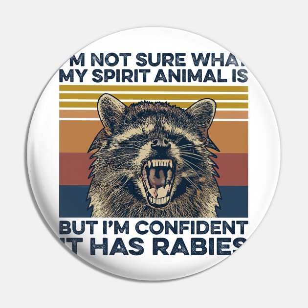 Funny Raccoon I'm Not Sure What My Spirit Animal Is But I'm Confident it Has Rabies Pin by cobiepacior