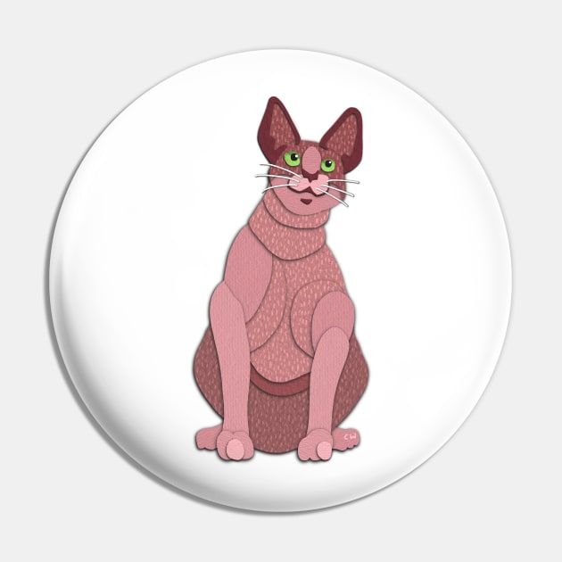 Paper Cut Cats Series! Hairless Cat Pin by Catwheezie