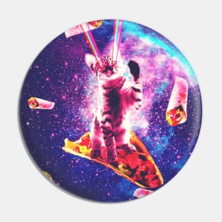 Outer Space Taco Cat - Rainbow Laser Eyes, Burrito Pin