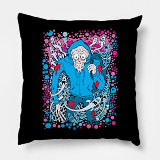 Hooded Skull with Ghosts Pillow