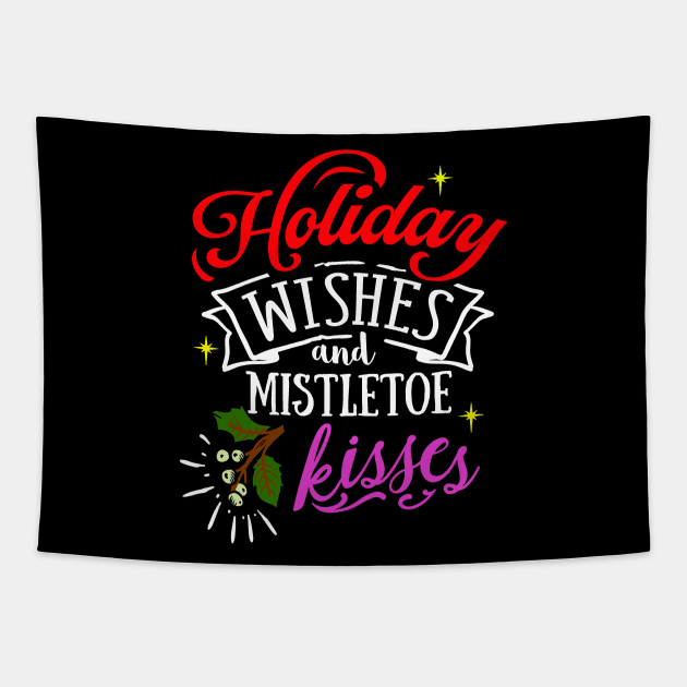 Holiday Wishes & Mistletoe Kisses Tapestry by MarinasingerDesigns