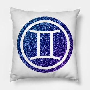 Blue Purple Glitter Zodiac - Gemini Pillow