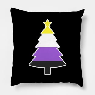 Christmas Tree LGBT Flag Nonbinary Pillow