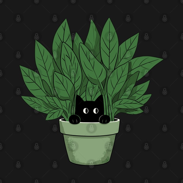 Black Cat in Plant Vase by katzura