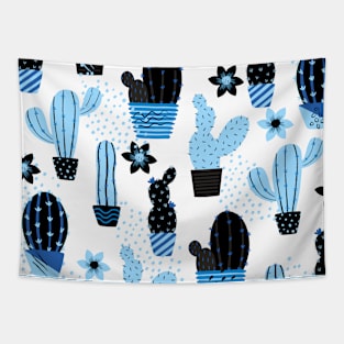 Cute Cactus Pattern (blue) Tapestry