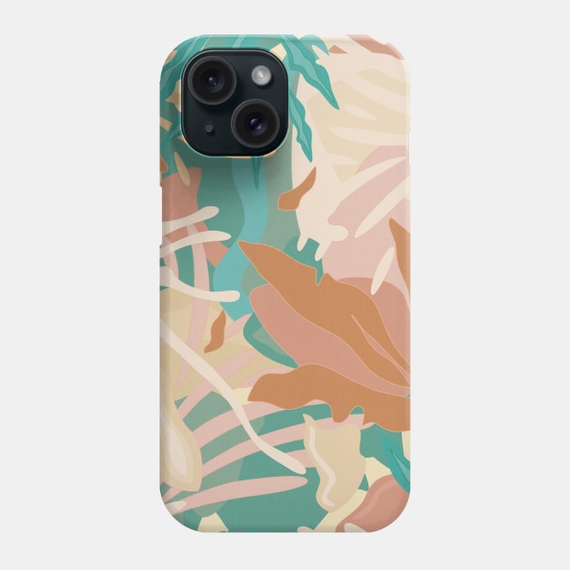 Abstract Tropical Plants / Turquoise and Pastels Phone Case by matise