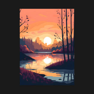 Beautiful Landscape - Sunset Tranquil Scenery T-Shirt