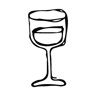 Wine Glass Doodle Black T-Shirt