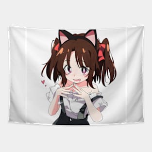 Cat Girl Retro 1990s Style Tapestry