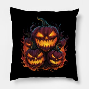 Flaming Jack O Lanterns Graphic Pillow