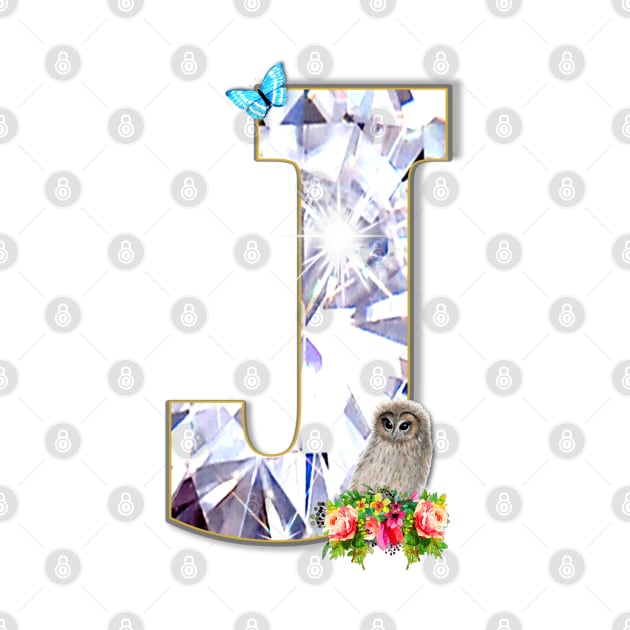 Name Initial Letter J and Baby Owl by KC Morcom aka KCM Gems n Bling aka KCM Inspirations