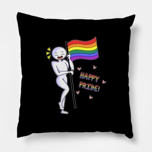 Happy Pride Flag White Pillow