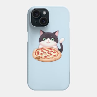 Cute Cat Holding a Pizza Phone Case