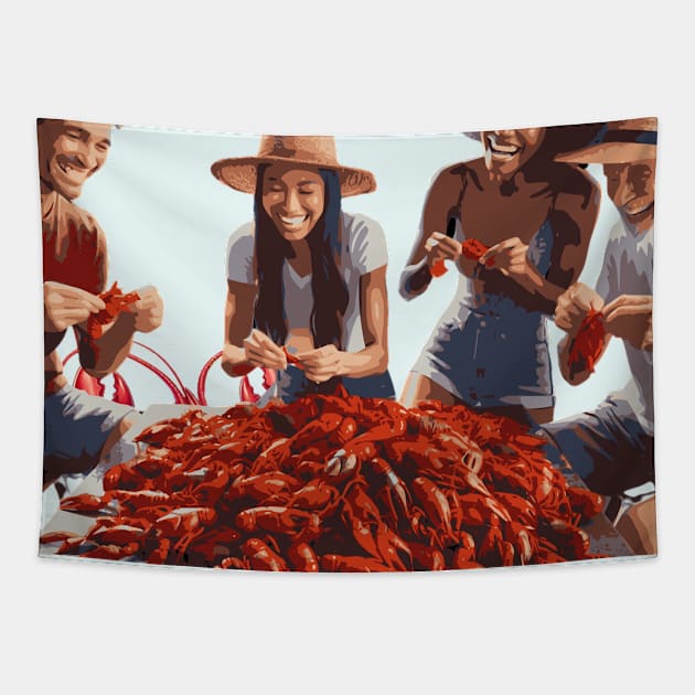 Bayou Bonds: A New Orleans Crawfish Boil and Found Family Feast Tapestry by The Friendly Introverts