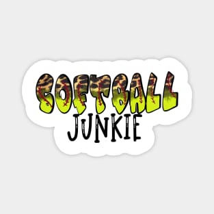 Softball Junkie Bubble Letter Cheetah Design Magnet