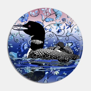 Loon in a sea of flowers Pin