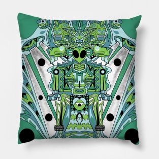 mictlan pandemic alien astronaut in hell space ecopop Pillow