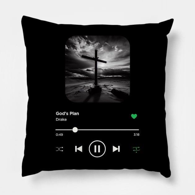 God's Plan, Drake, Music Playing On Loop, Alternative Album Cover Pillow by SongifyIt