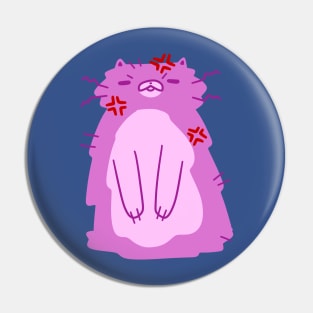 Angry Fluffy Pink Cat Pin