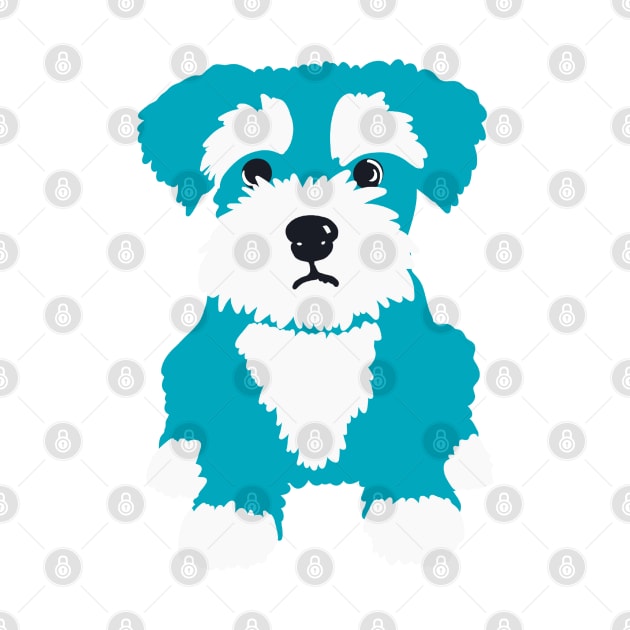 Sweet Turquoise Miniature Schnauzer Puppy on A Pink Background by NattyDesigns