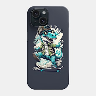 Dinosaur jumping on a skateboard T-shirt Vintage, Summer Phone Case