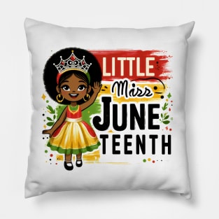 Little Miss Juneteenth African American Melanin Princess Pun Pillow