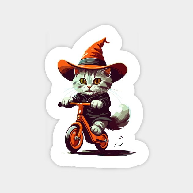 cat riding bicycle Magnet by Maria Murtaza