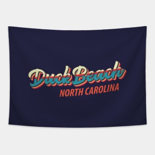 Duck Beach North Carolina Outer Banks Vintage Rainbow Script Tapestry