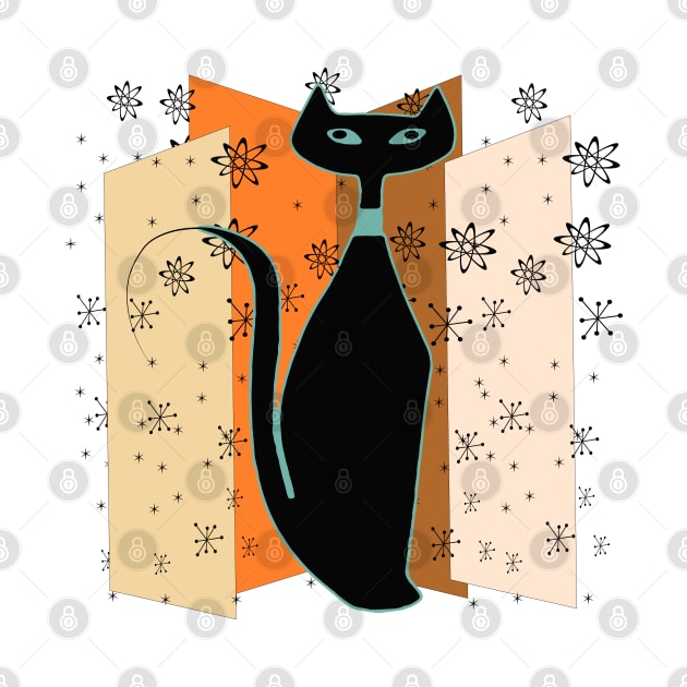 Striking Black Retro Cat by Lisa Williams Design