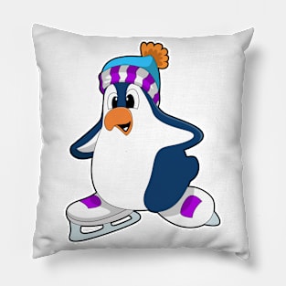 Penguin at Ice skating with Ice skates Pillow