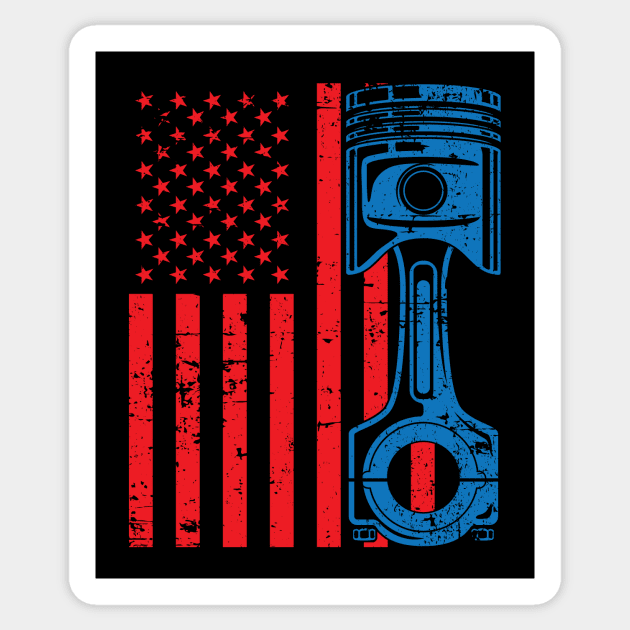 American Flag Piston Muscle Car Patriotic Vintage T-Shirt American Flag Piston Muscle Car Patriotic Vintage T-Shirt