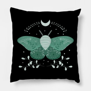 Mystic Teal Moth Pillow