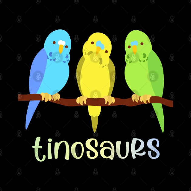 TINOSAURS: Birds are tiny dinosaurs - bright budgies (aka parakeets) in blue, yellow, and green by Ofeefee