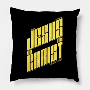 Jesus Christ - God Man - Gold with flowing blood pattern Pillow