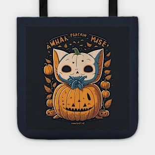Pumpkin Mask Ghost Cat Tote